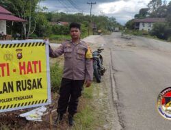 Cegah Laka Lantas, Ini Upaya Yang dilakukan Bhabinkamtibmas Polsek Pengkadan