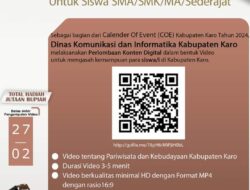 Pemkab Karo Gelar Lomba Konten Video Budaya Dan  Parawisata Tingkat SMA Sederajat