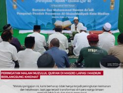 Peringatan Malam Nuzulul Qur’an di Masjid Lapas I Madiun Berlangsung Khidmat