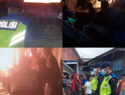Personil Satgas PRC Satbrimob Polda Sumut Back Up Polres Tapanuli Utara  Padamkan Kebakaran