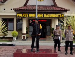 Yon B Brimobda Sumut dan Polres Humbahas Apel Pagi dalam Rangka BKO PAM Kunker Presiden RI